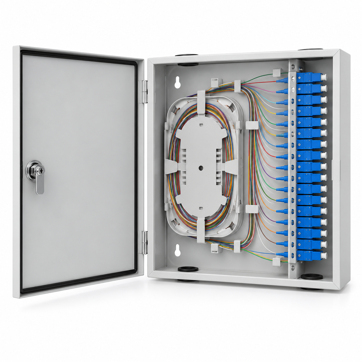 1X24 Indoor Fiber Distribution Box with SC UPC Adapters and Pigtails